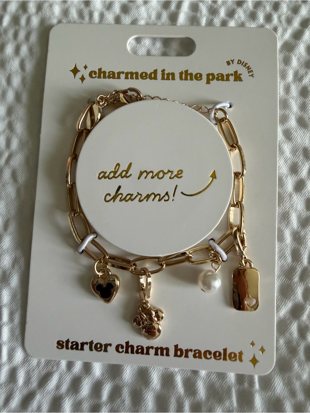 Disney Charmed In The Park Gold Starter Charm Bracelet